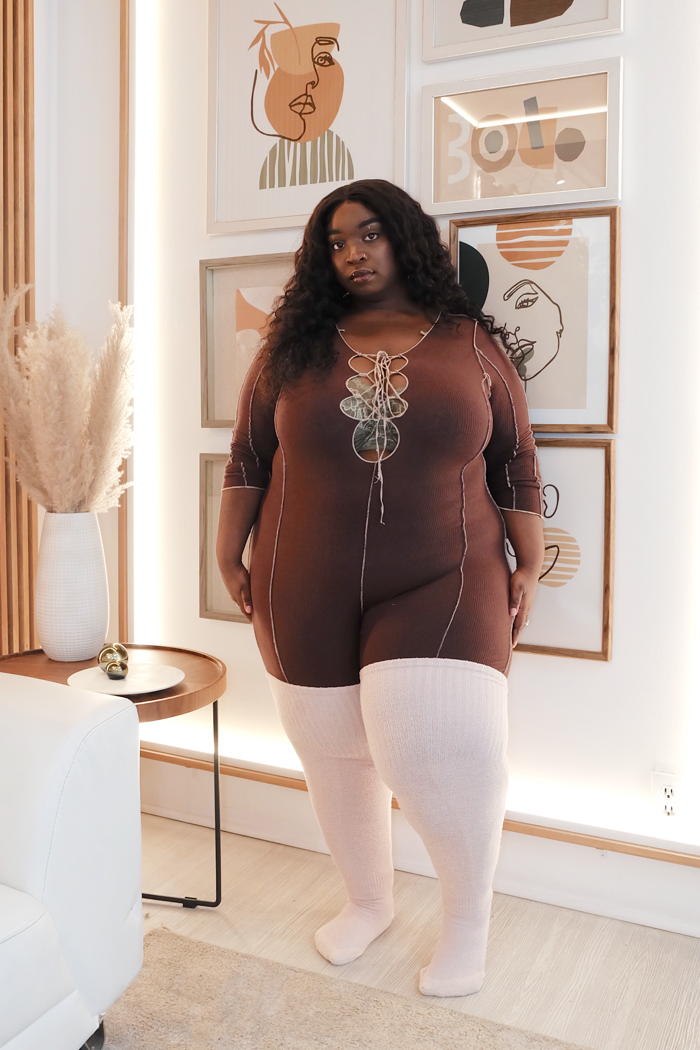 THUNDA THIGHS - Wholesale Socks - Women's - Plus Size Thunda Cozy - Bone3