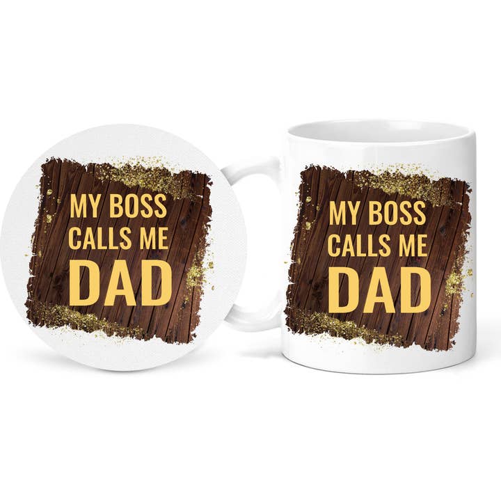 O Meu Chefe Chama-me Pai Conjunto de Caneca de Café Engraçada para o Dia do Pai por atacado de Inspire Me Positive