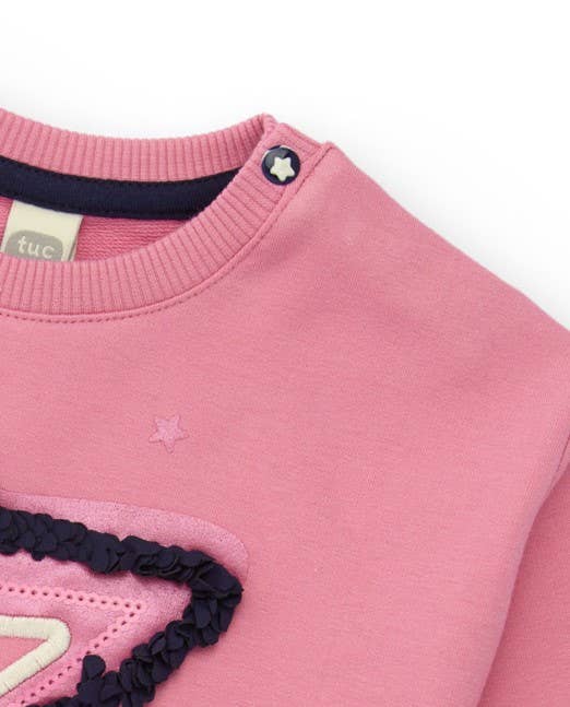 tuc tuc - Wholesale Sweatshirt - Kids - Pink sweatshirt for girl with embossed embroidered star3