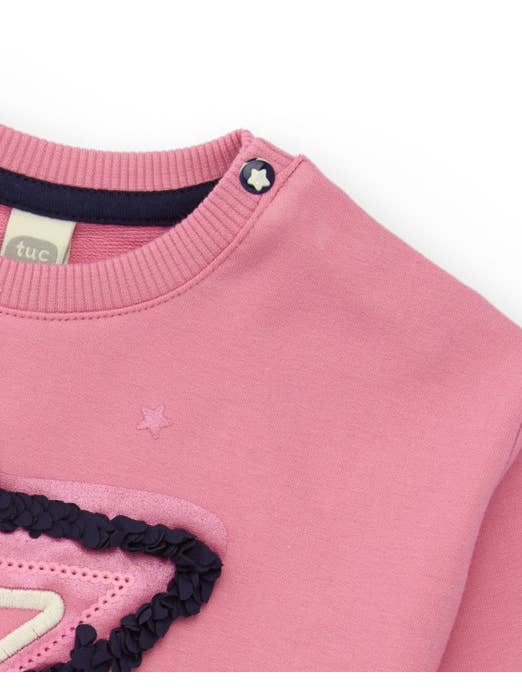 tuc tuc - Wholesale Sweatshirt - Kids - Pink sweatshirt for girl with embossed embroidered star3