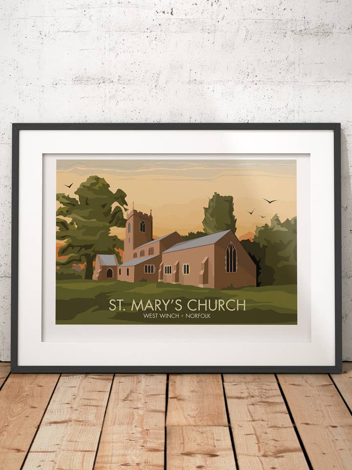 West Winch Travel Poster (UNFRAMED) for wholesale by Georgina Westley Art & Design