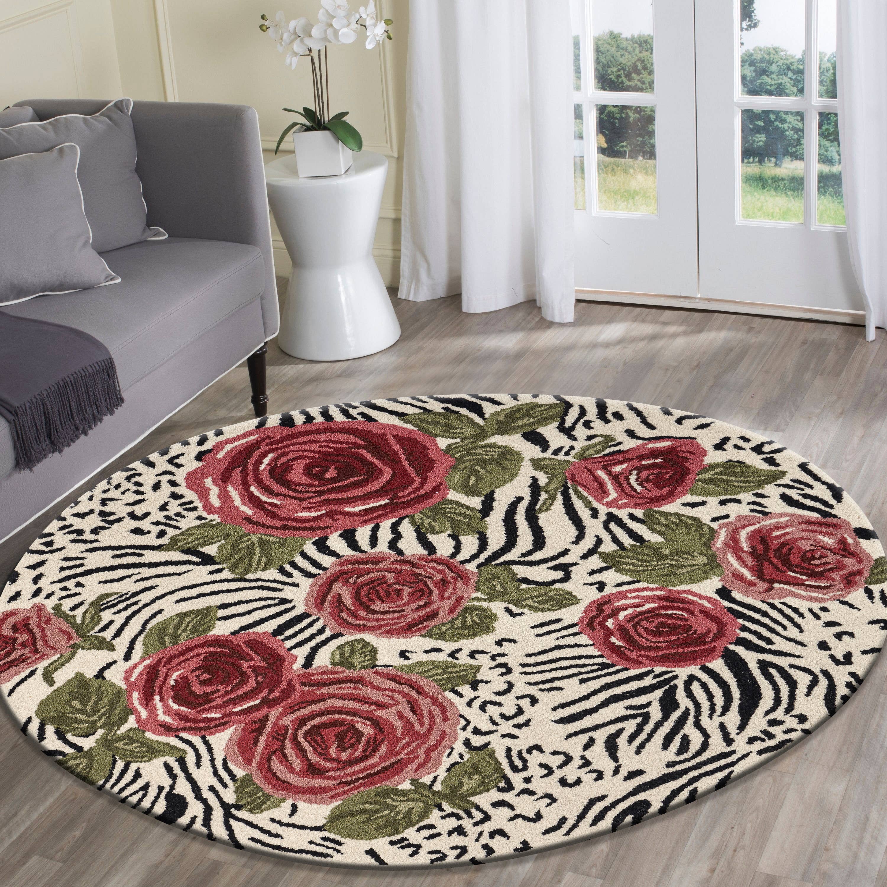 LR Home - Wholesale Area Rug - Raelyn Vintage Floral Hand-Tufted Wool Round Indoor Area Rug36
