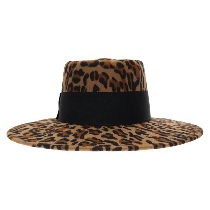 Leopard Vegan Fabric C.C Boater Hat WF8 for wholesale on Faire