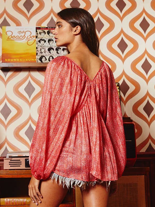 BUCKETLIST OUTLET - Wholesale Blouse - Women's - T1190-1F OUTLET SALE Spotty Dot Lurex Chiffon Babydoll Top4