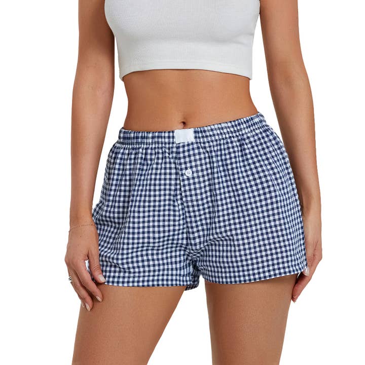 Lily Clothing - Wholesale Shorts - Women's - Retro plaid casual high-waisted loose shorts2