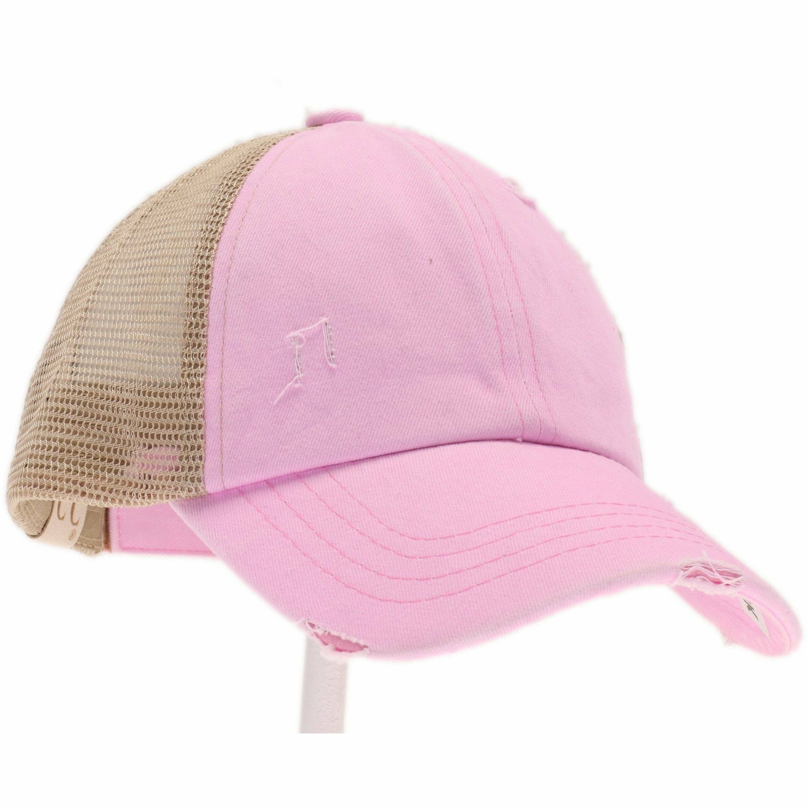 C.C Beanie - Wholesale Baseballpet - Kinderen - CC-balpet met kriskras en hoge paardenstaart voor kinderen KIDSBT4