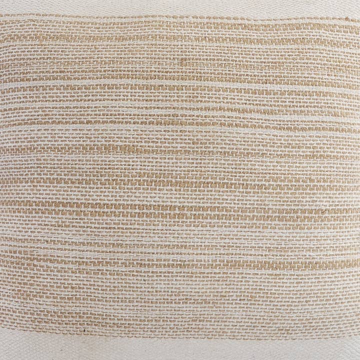 Ivory and Jute Striped and Bordered Throw Pillow for wholesale on Faire1