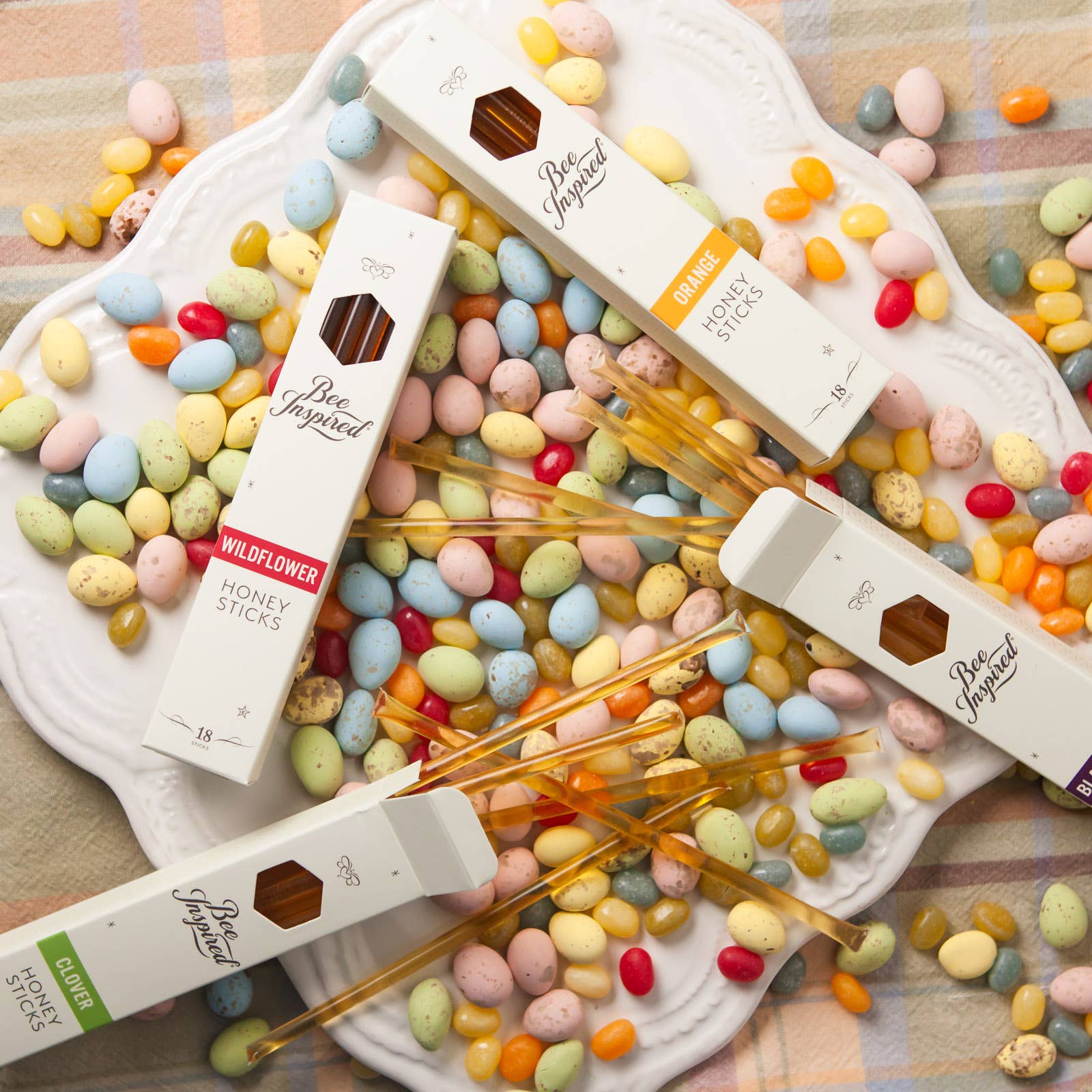 Bee Inspired - Vente Miel - Bâtonnets de Miel Brut | 4 Variétés Casher, 18 Bâtonnets par Boîte8