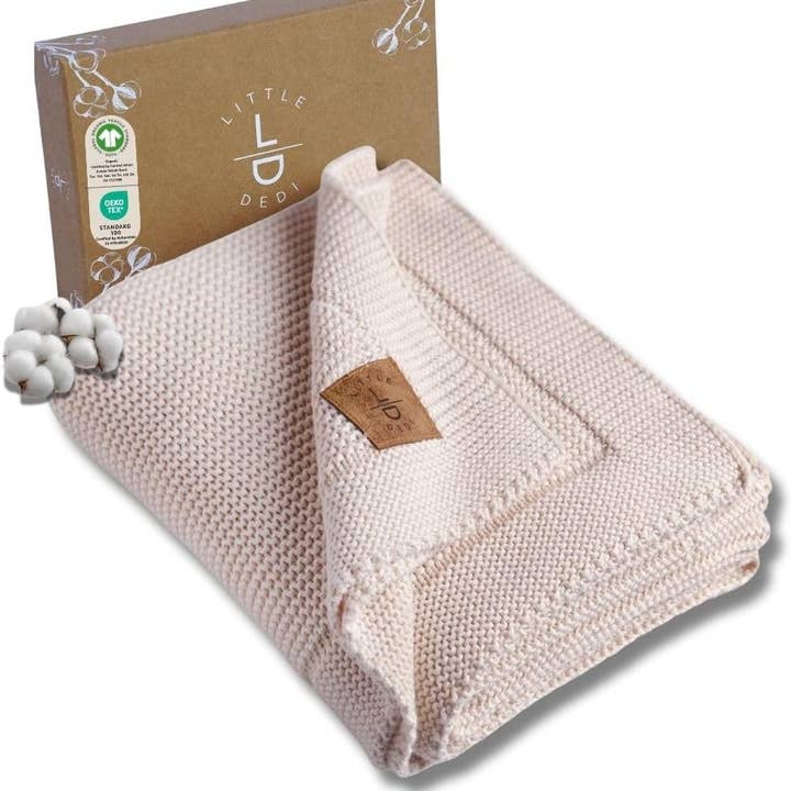Little Dedi Knitted Blanket Alina 80x100cm - Stone for wholesale by Little Dedi