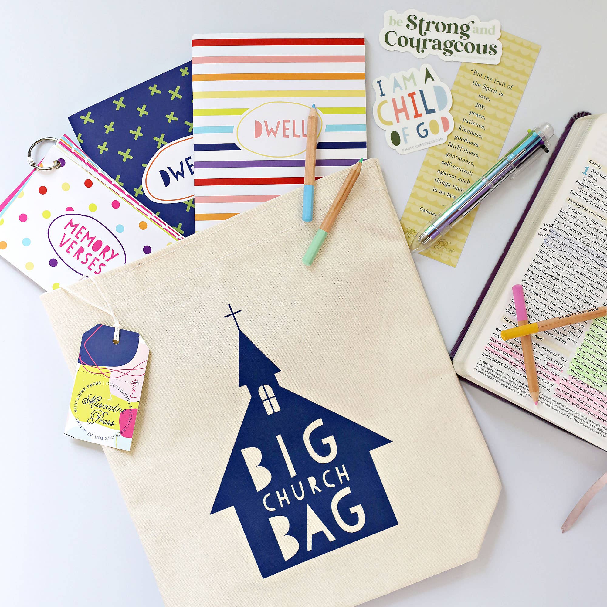 Muscadine Press - Wholesale Tote Bag - Kids - Bible Tote Bag, Big Church Bag for Kids2