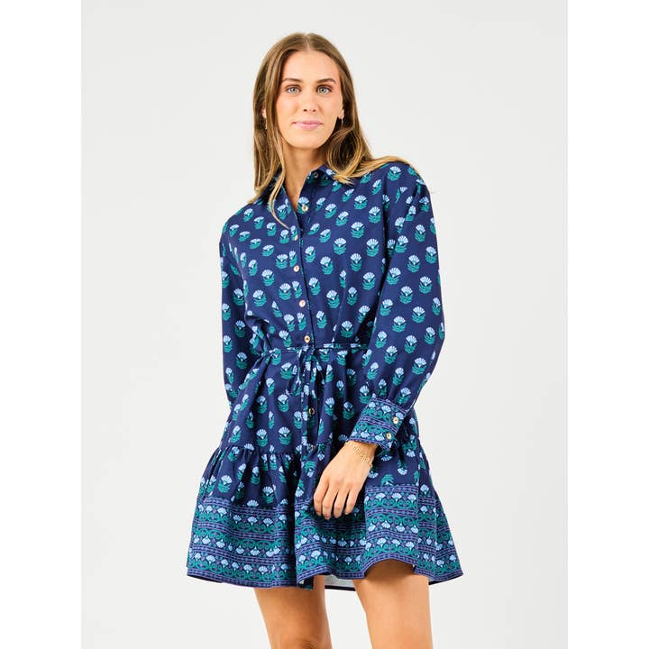 Maya Dress | Floral Foulard Blue for wholesale by Mary Square