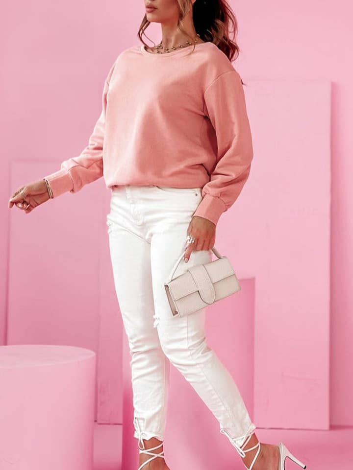 Blasse Kastanie Rundhals-Sweatshirt mit Schleife für den Großhandel auf Faire