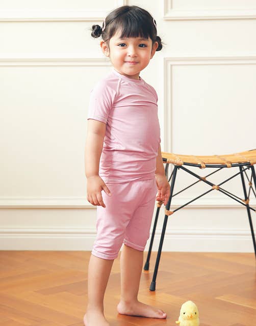 Berry Pink Bamboo Stitch Short Sleeve PJs for wholesale on Faire3
