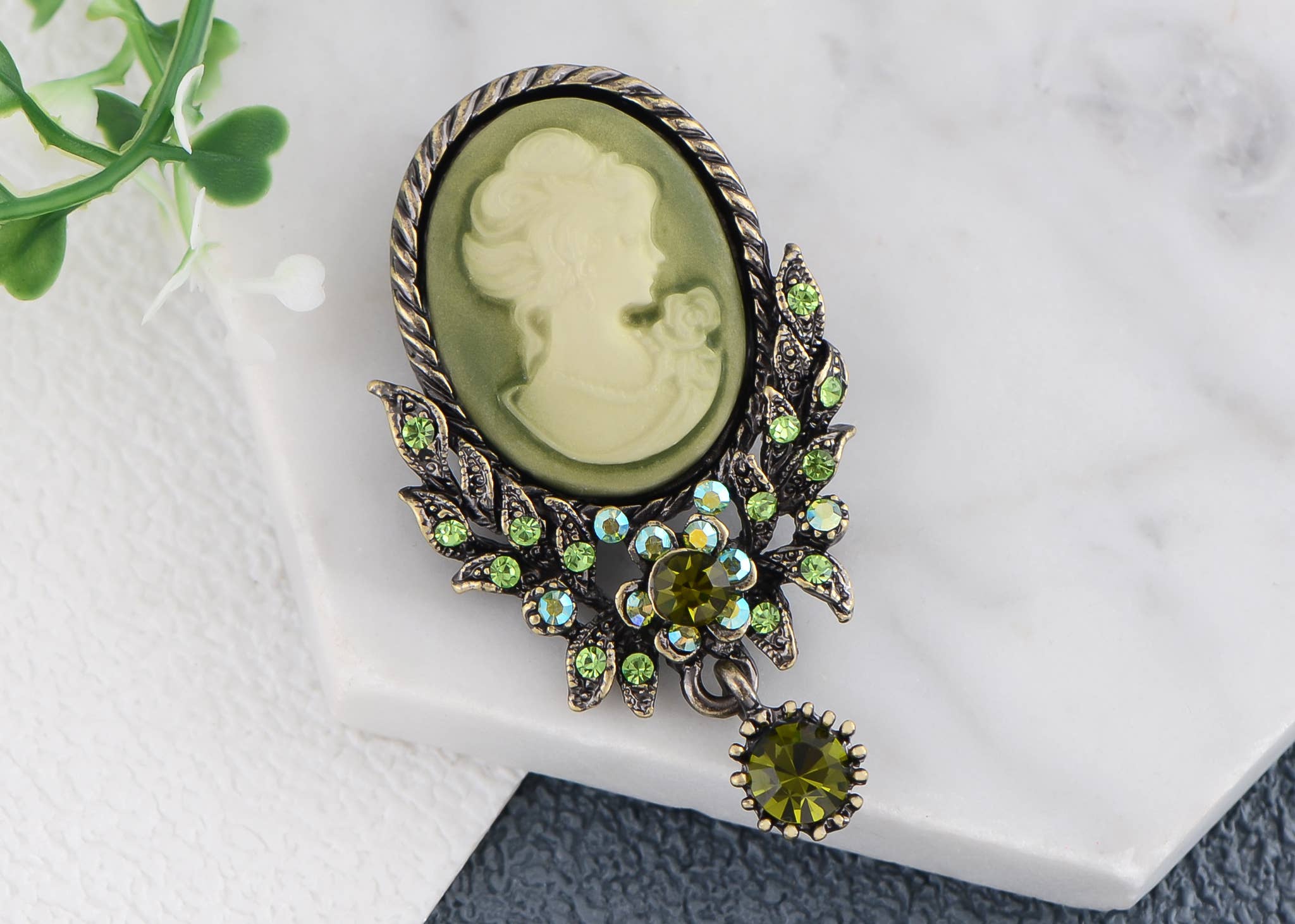 AK Brand - Wholesale Brooch - Vintage Victorian Cameo Brooch Maiden Flower Ribbon Bow55