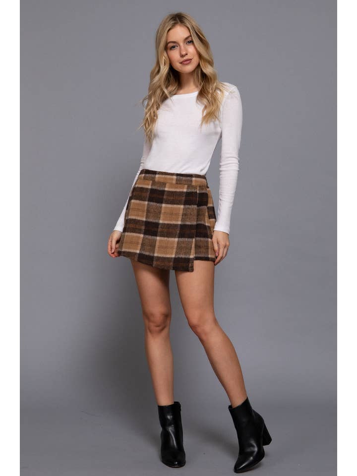 Active Basic | Active USA - Wholesale Shorts - Women's - Front Wrap Plaid Short Pants19