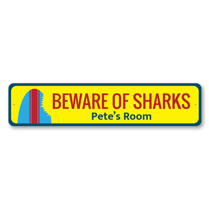 Beware Of Sharks - Señal de tabla de surf para venta al por mayor de Lizton Sign Shop, Inc