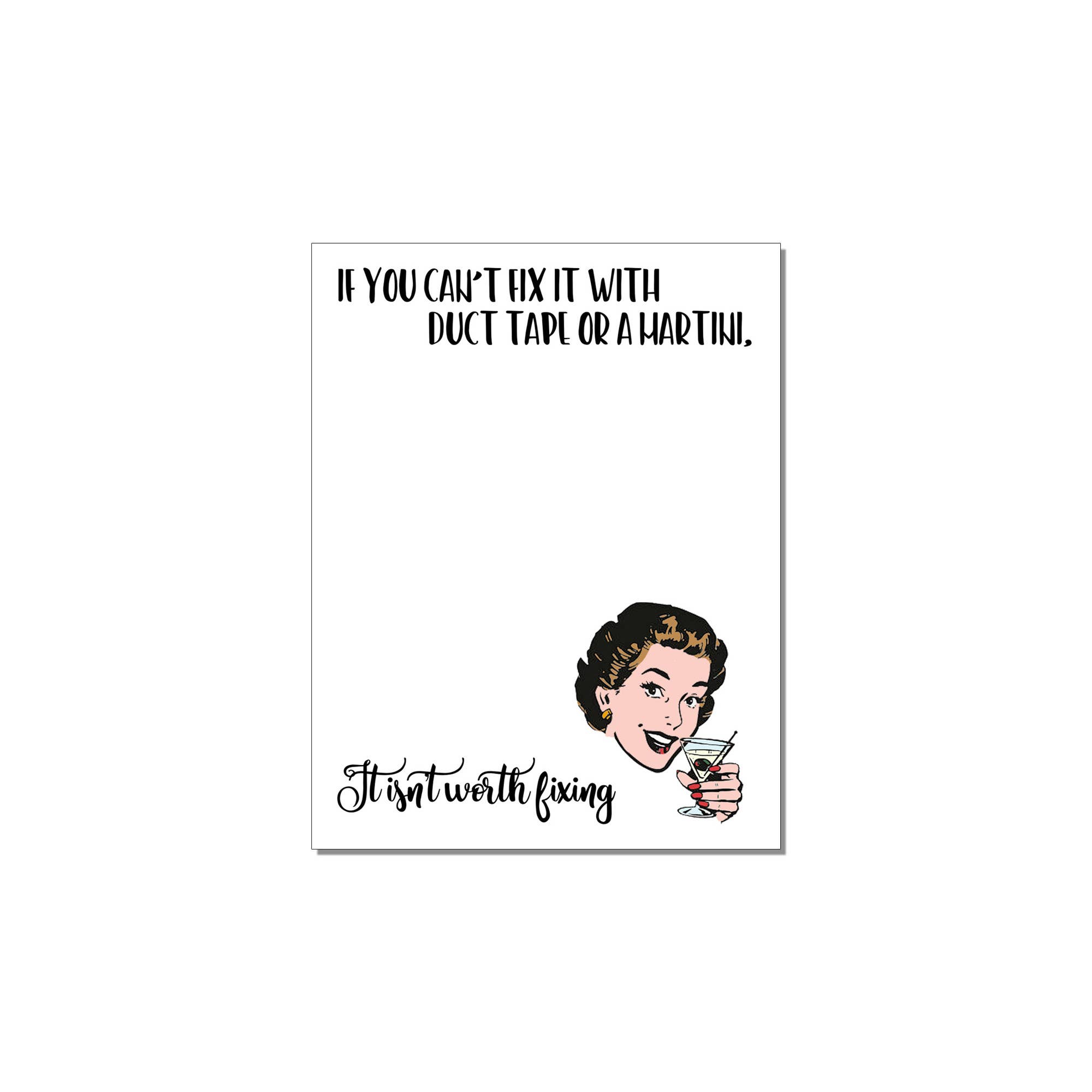 Witty Women Notepad - Fix With Martini - Funny Scratchpad