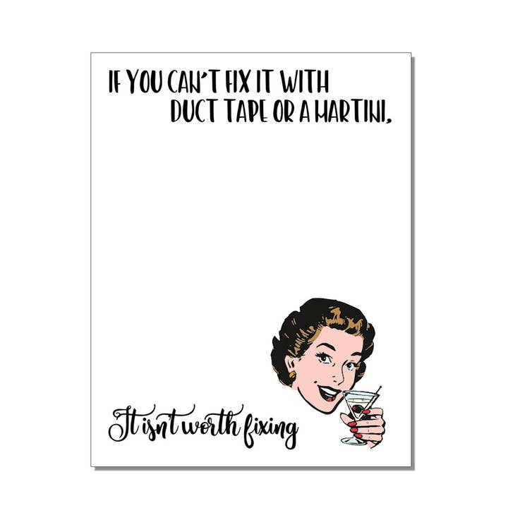 Witty Women Notepad - Fix With Martini - Funny Scratchpad for wholesale by The Mad Padder