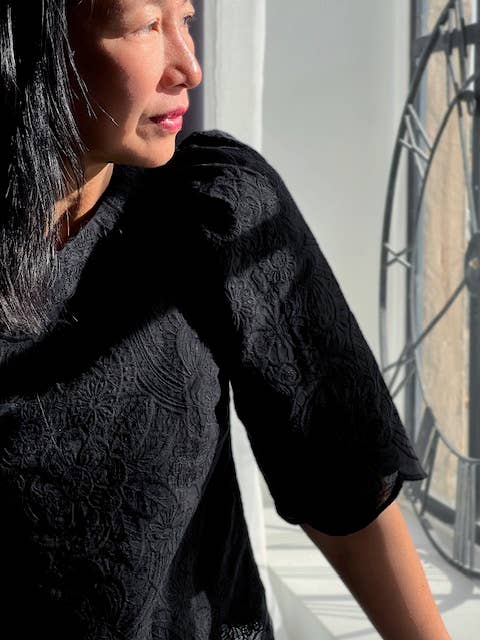 MY DRESS MADE - Wholesale Fabric - Black English embroidery fabric LUNA - 100% cotton