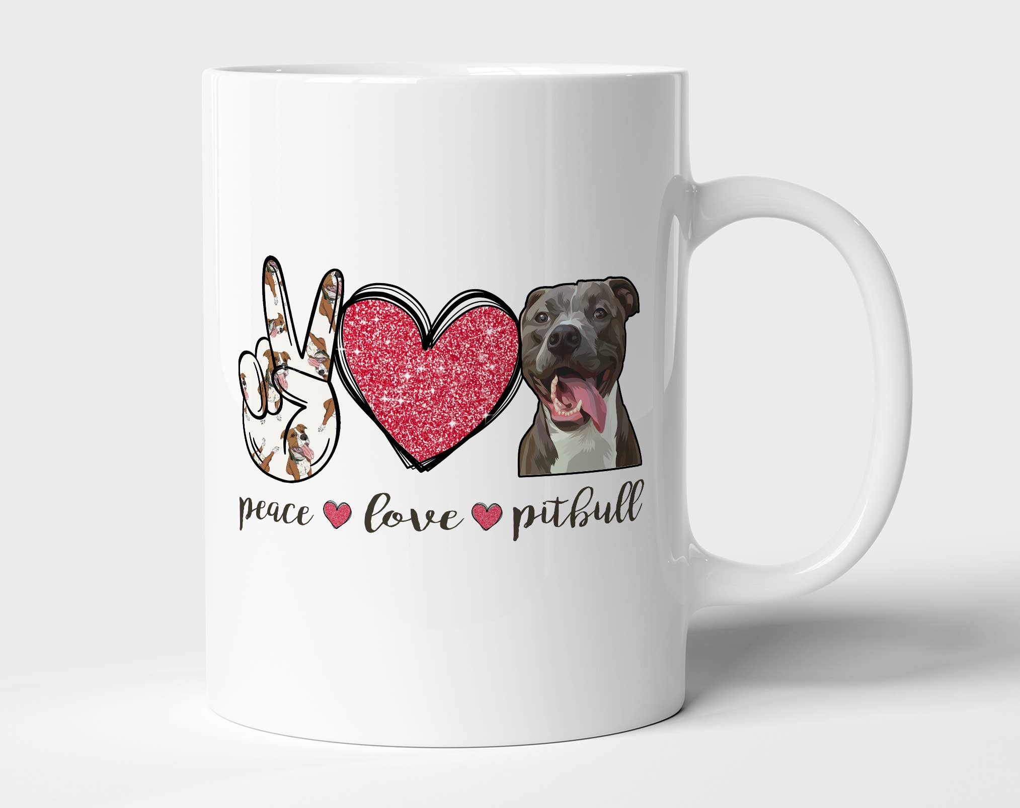 AJCanvasPrints - Wholesale Coffee Mug - Peace Love Pitbull Mug, Pitbull Mug, Peace Love Pittie Mug0
