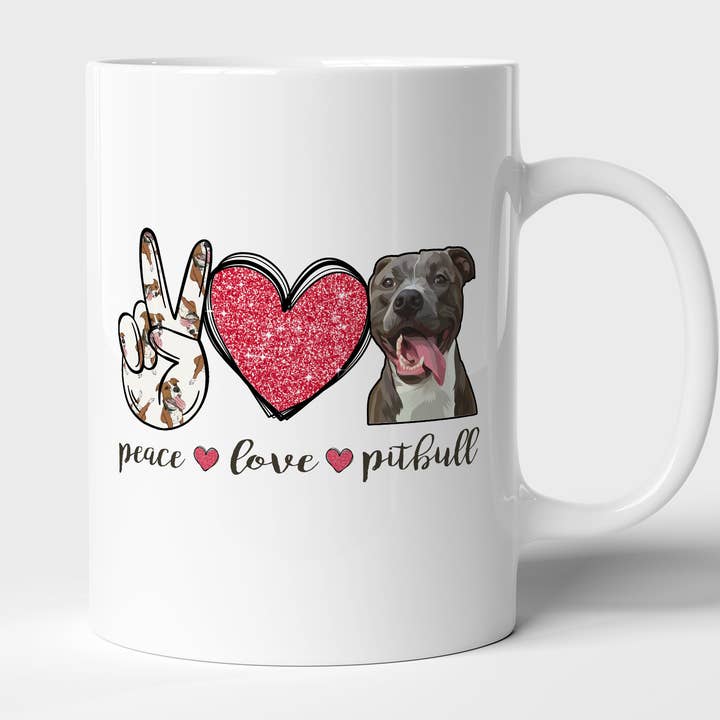 AJCanvasPrints - Wholesale Coffee Mug - Peace Love Pitbull Mug, Pitbull Mug, Peace Love Pittie Mug
