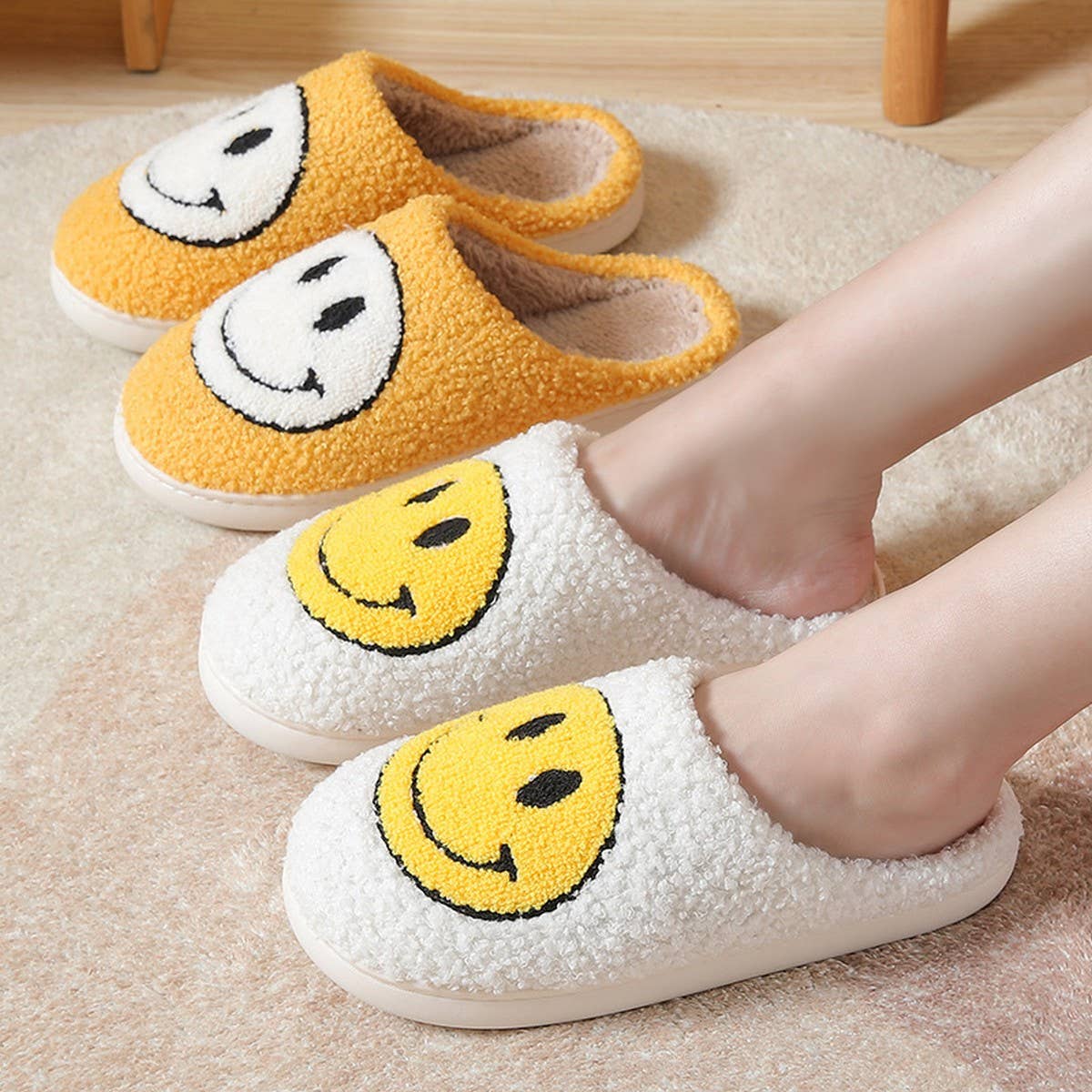 ACCITY - Wholesale Slippers - Women's - Cute Cartoon Smiling Face Fabric Slippers_CWSHS025417
