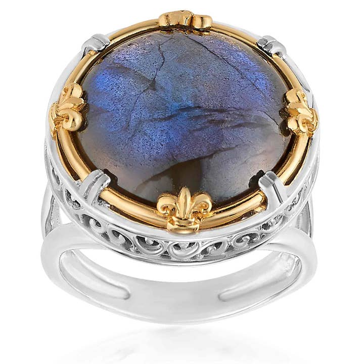 Bague Statement en labradorite et or vermeil 18 carats pour la vente par Anatoli Jewelry