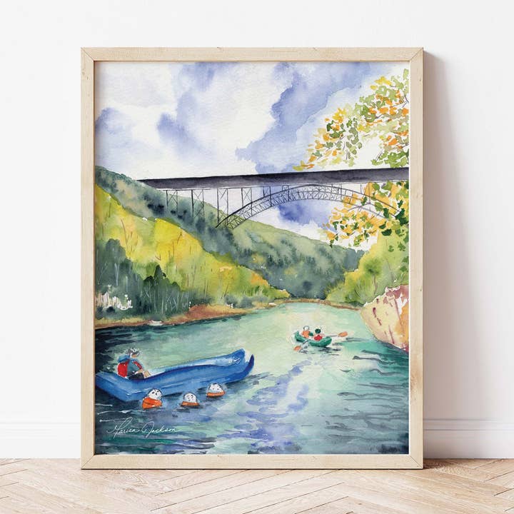New River Gorge National Park Rafting Art Print for wholesale by MARISAMADE
