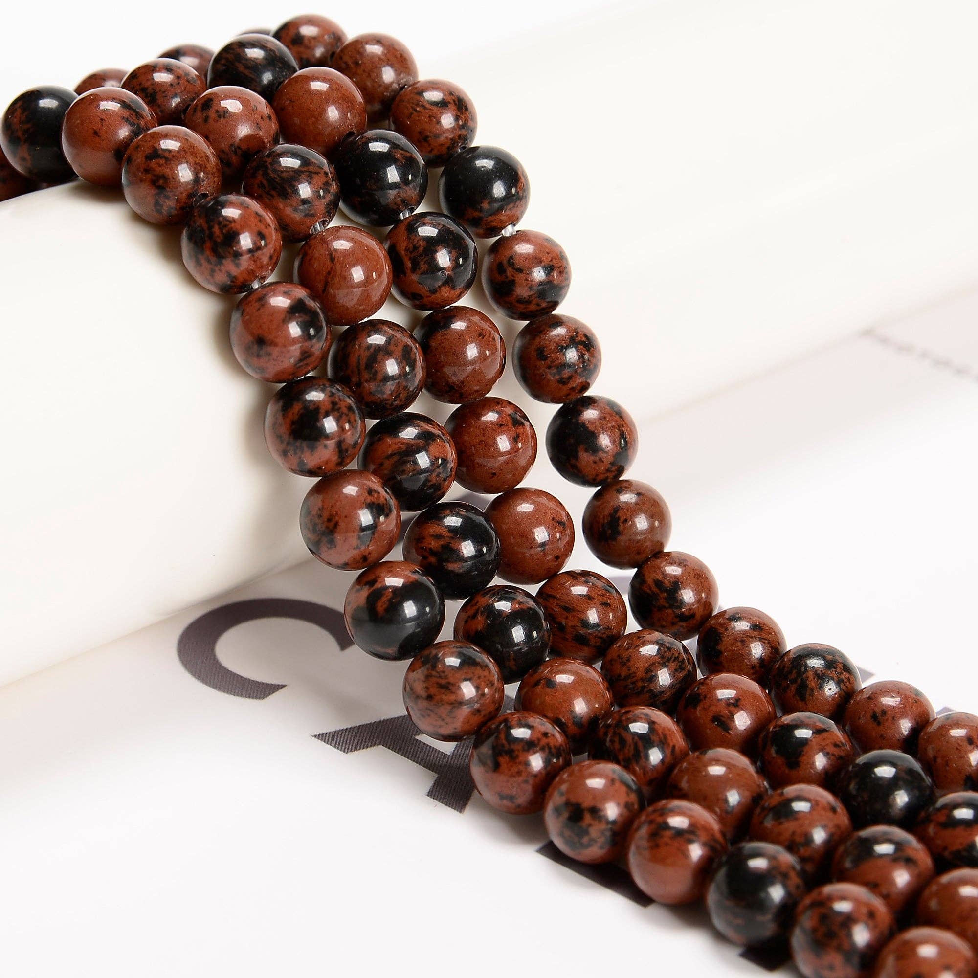 CRCBEADS - Wholesale Beads - Natural Mahogany Obsidian Smooth Round Beads Size 6mm 8mm 10mm 15.5'' Strand0