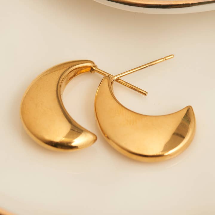 Waterproof Earrings Pointed Waterdrop Stud in Gold & Steel for wholesale by Howard's