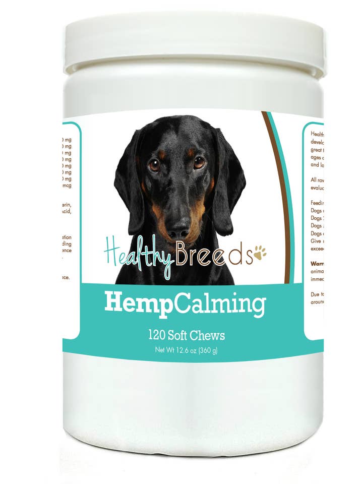 Dachshund Hemp Calming Soft Chews for Dogs 120 Count for wholesale by Healthy Breeds