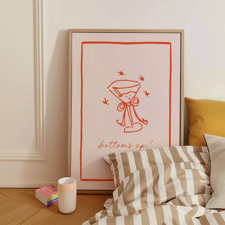 Bottoms Up Cocktail Print - in Pink for wholesale by Pink Giraffe Print Co