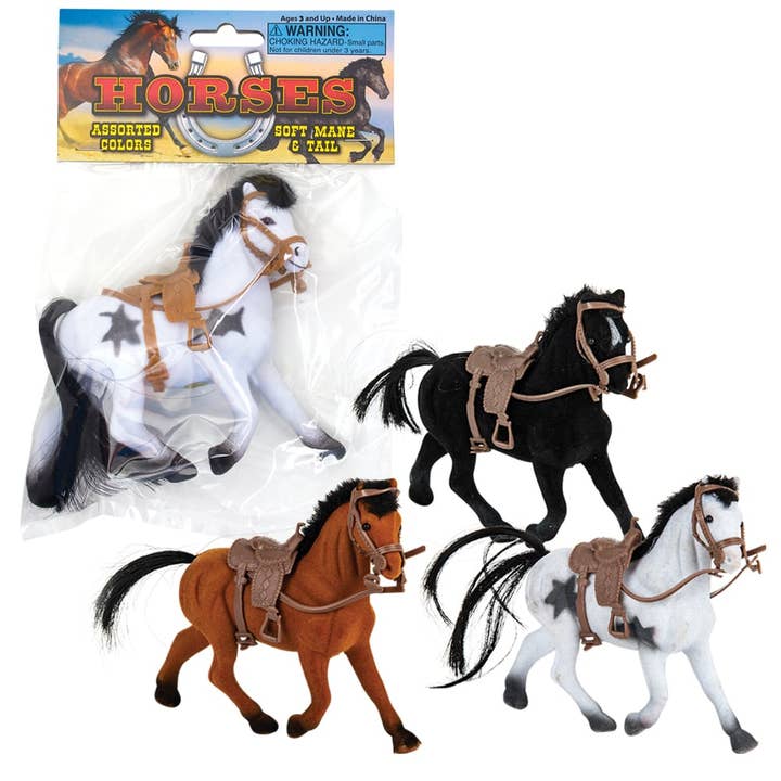4" FLOCKED HORSES LLB kids toys for wholesale by La Luna Bella - Toys