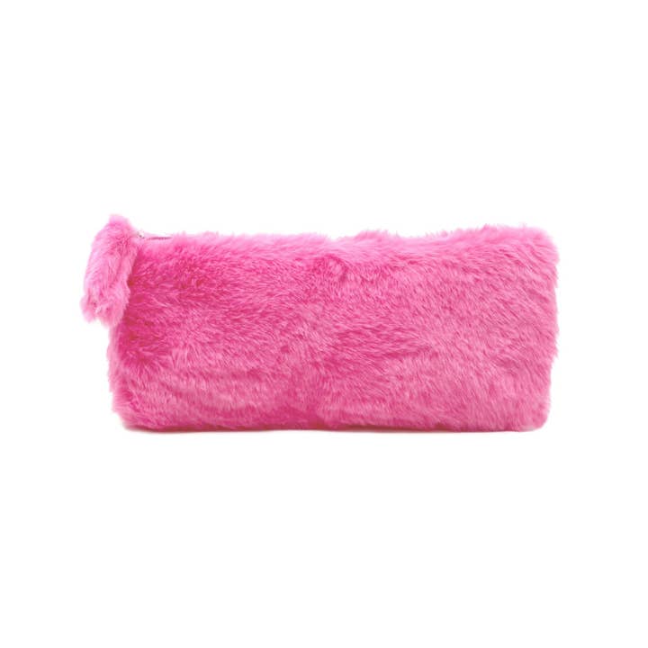 The Plush - Hot Pink Faux Fur Cosmetic Bag for wholesale by TRAVALO