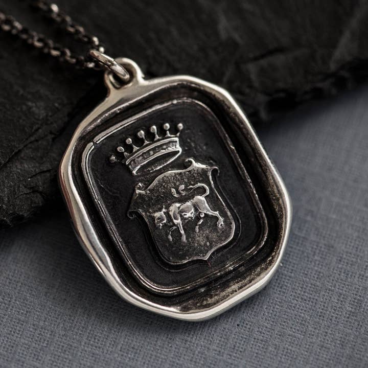 Bulls Crest - Wax Seal Crest Necklace for wholesale by Plum and Posey