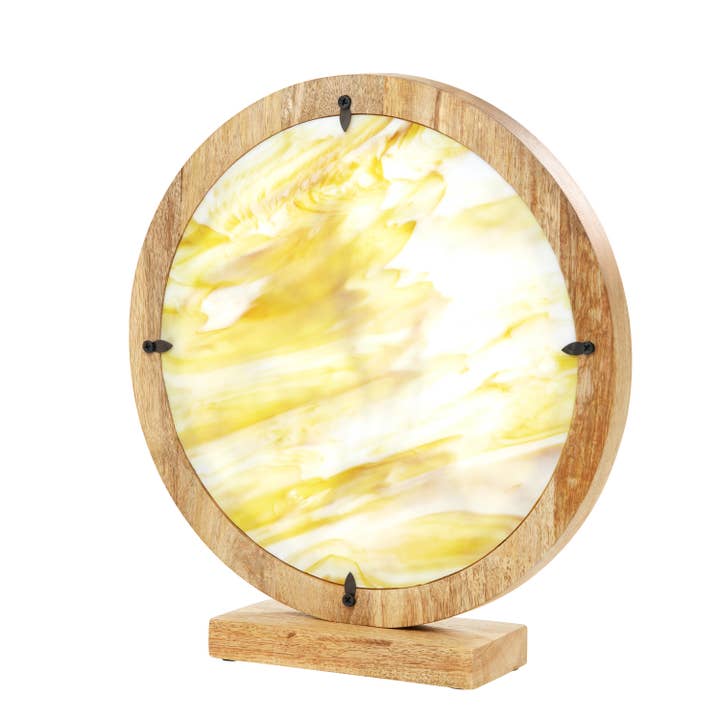 River of Goods - Wholesale Decorative Tabletop Object - 14"W Floral Decorative Stained Glass Stand Wood Frame14