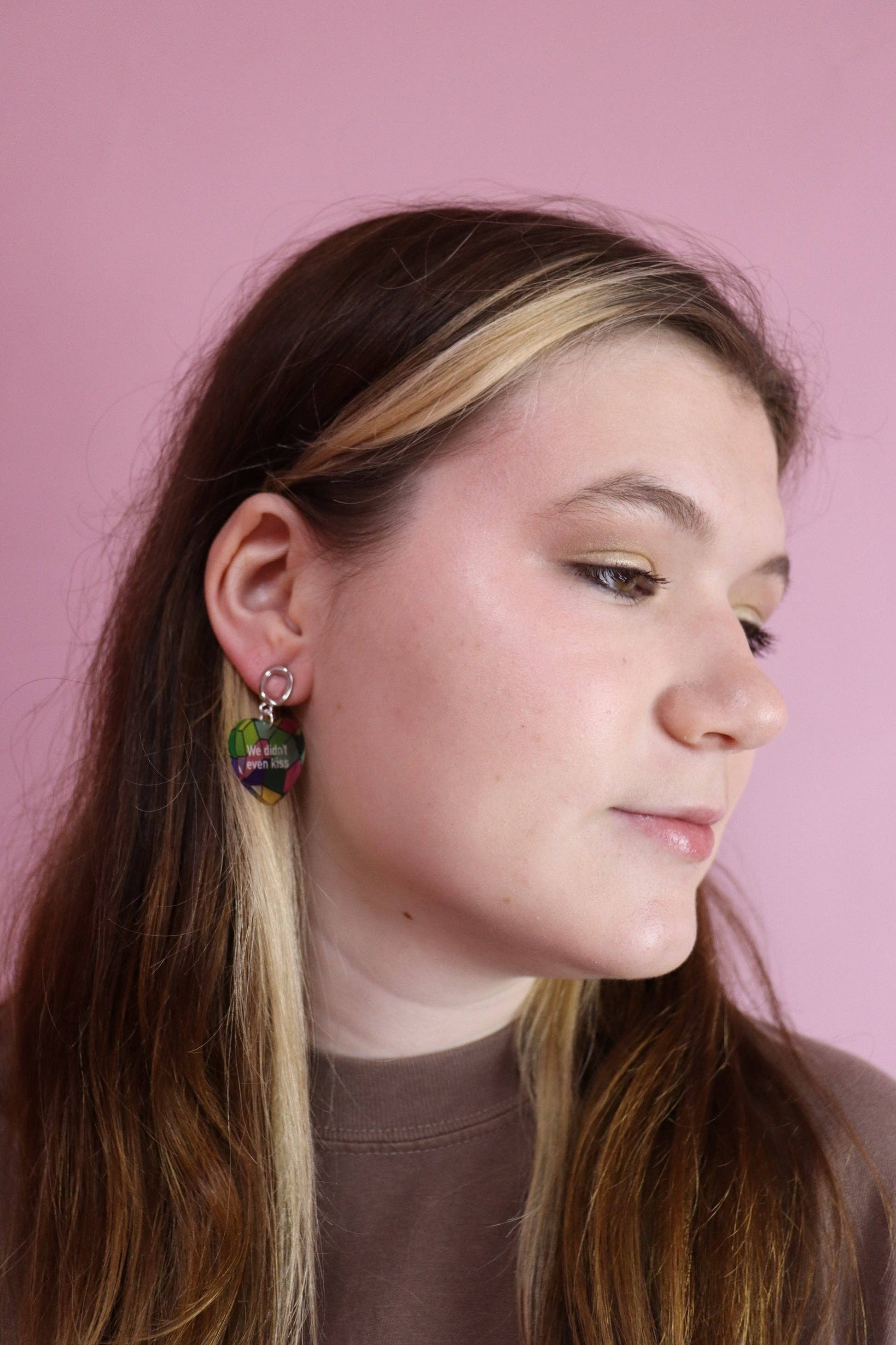 Sunshine Studio - Wholesale Dangle Earrings - Heated Rivalry Stained Glass Quote Earrings5