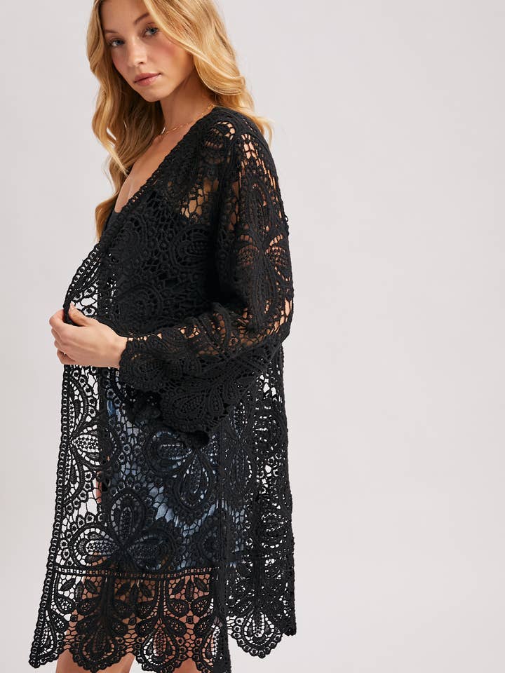 Bluivy – Engroshandel Cardigan - Dame – Bluivy hæklede cardigan med åbent front og klokkeærmer7