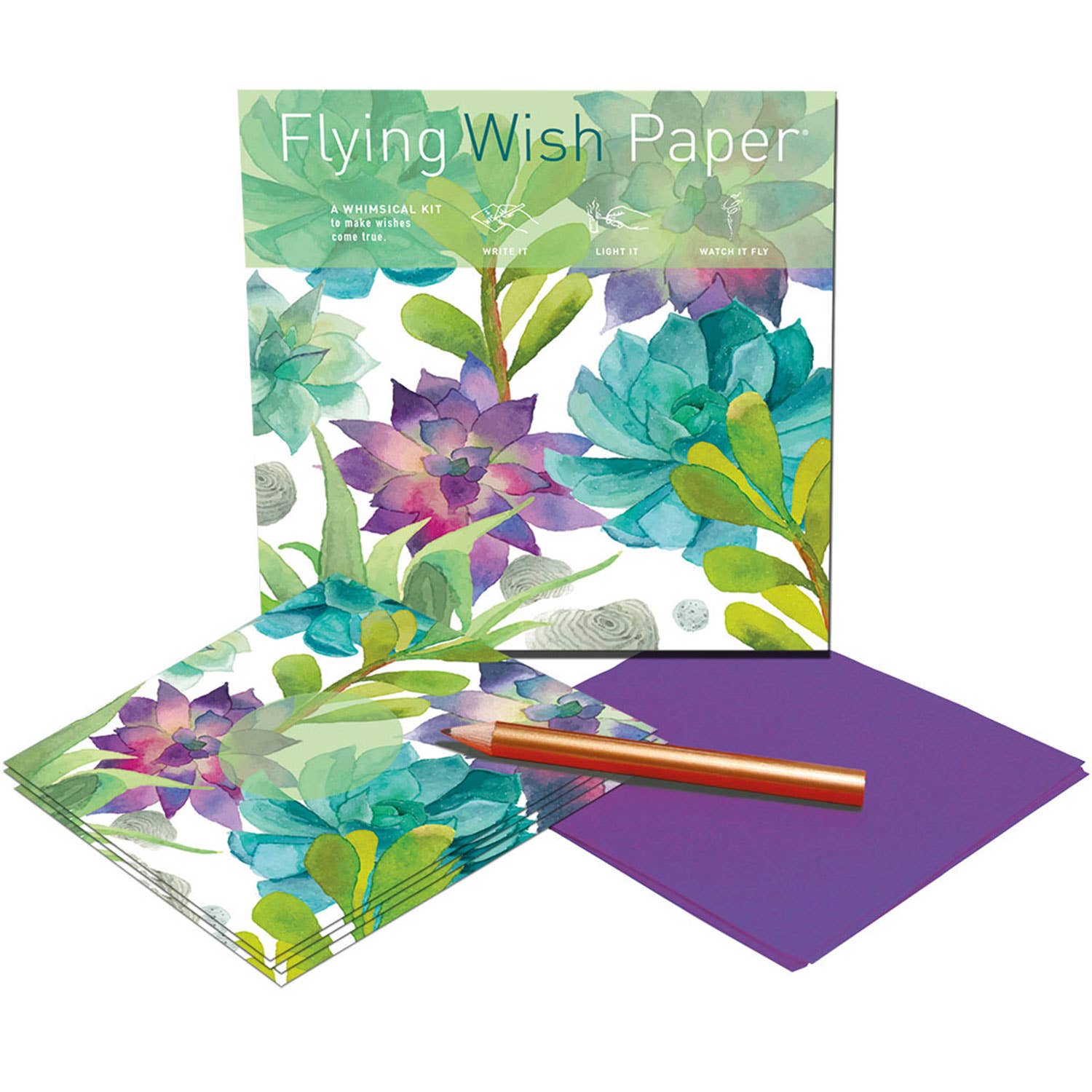 FLYING WISH PAPER ® - Wholesale Everyday greeting card - CACTUS GARDEN – WISH PAPER™ Mindfulness Craft kit, Manifest1