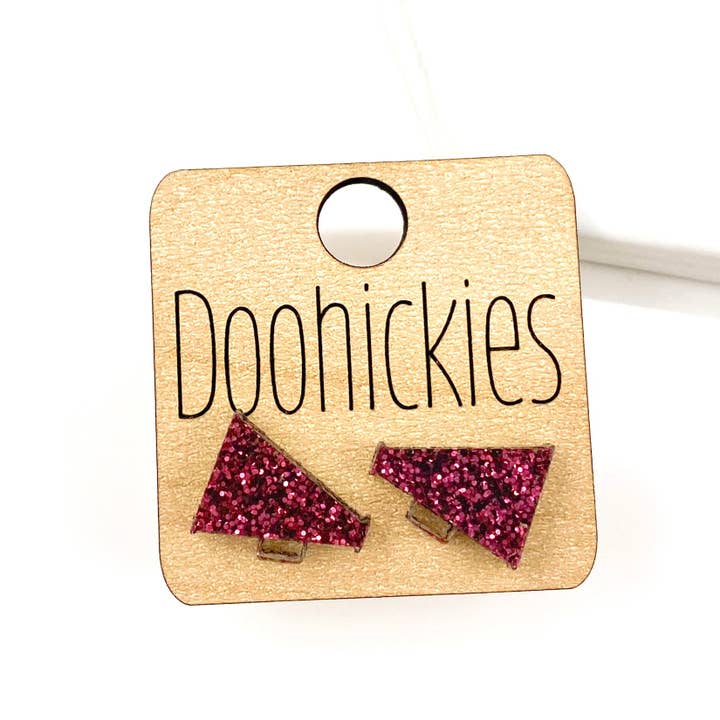 Doohickies - Wholesale Stud/Post Earrings - 15mm School Spirit Megaphone Studs - Custom Spirit Earrings