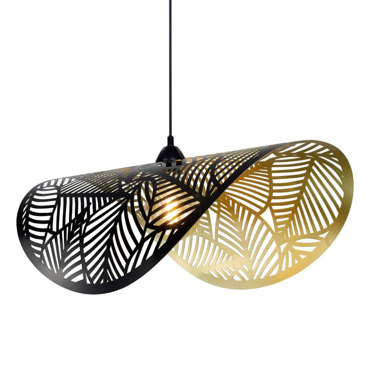 Suspension en métal noir et doré forme tuile Akana pour la vente par C-Création