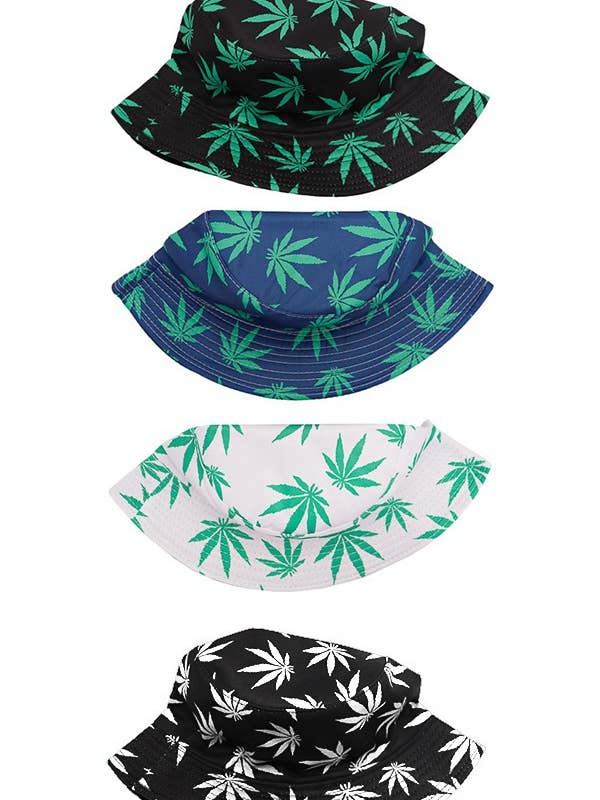 Bucket hat med marihuana-blad print for engroshandel hos Cap Zone