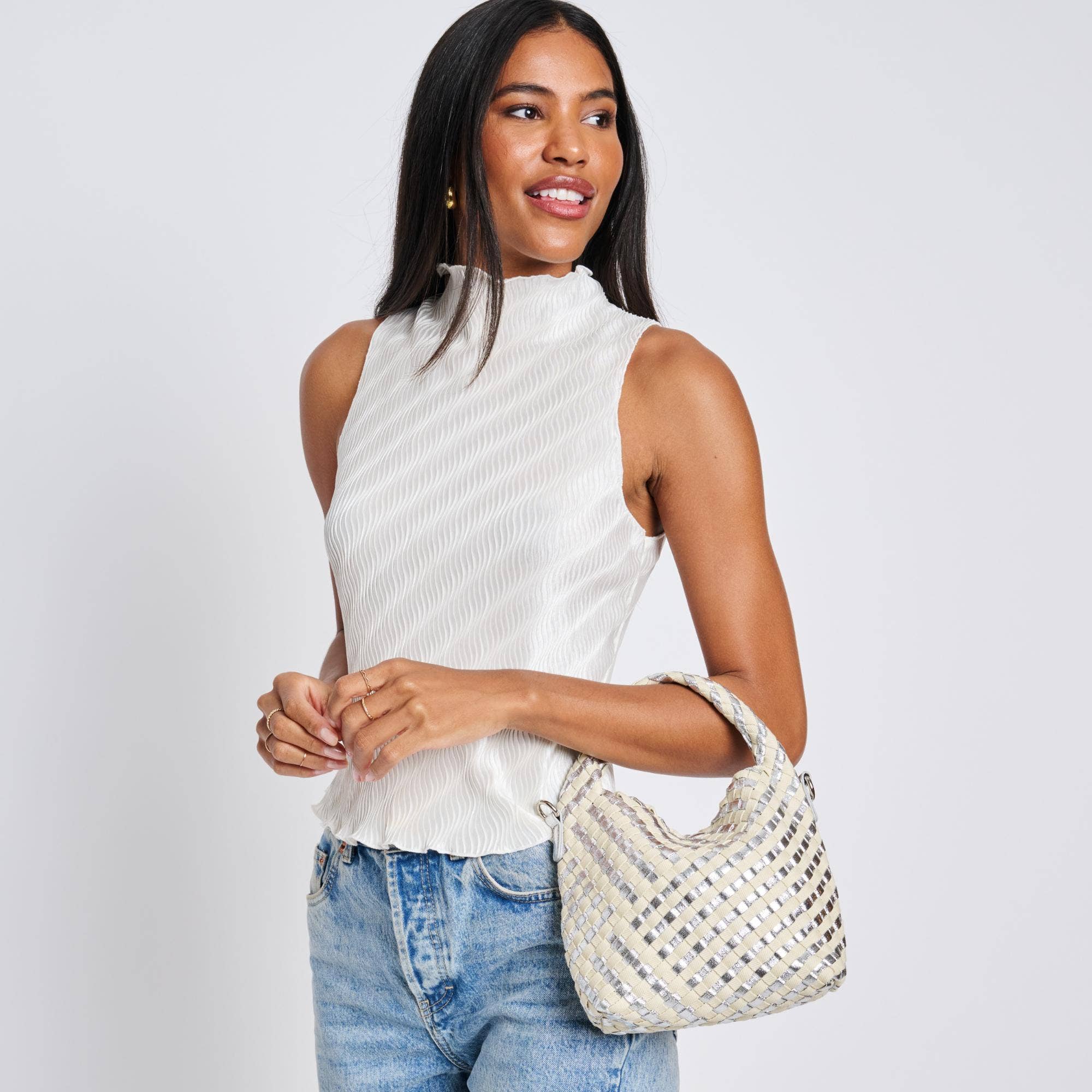 Moda Luxe - Vente Sac à main avec poignée sur le dessus – femme - Sac bandoulière tissé en matériaux mixtes Jessamine15