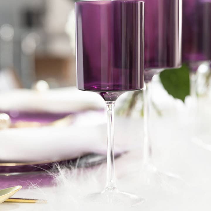 EcoQuality - Wholesale Wine glass - 9oz Two Tone Wine Glasses Purple/Clear1