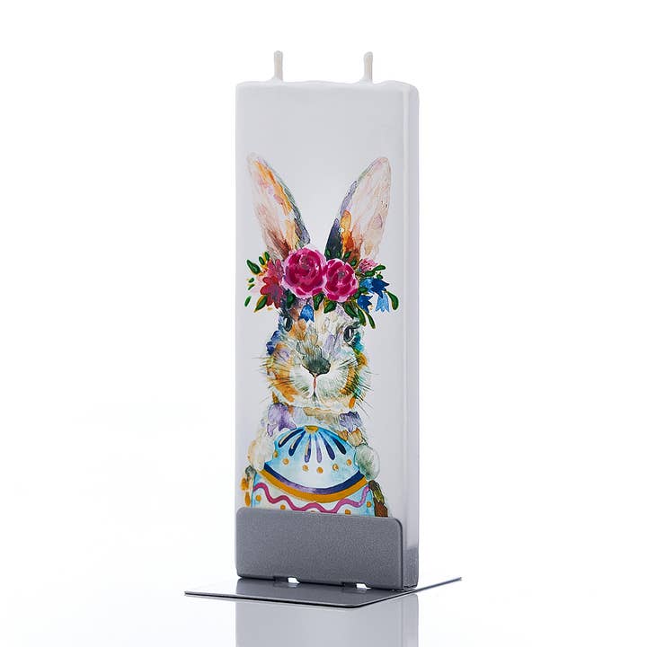 Flat Handmade Easter Candle - Bunny with Egg and Flowers for wholesale by Flatyz Candles