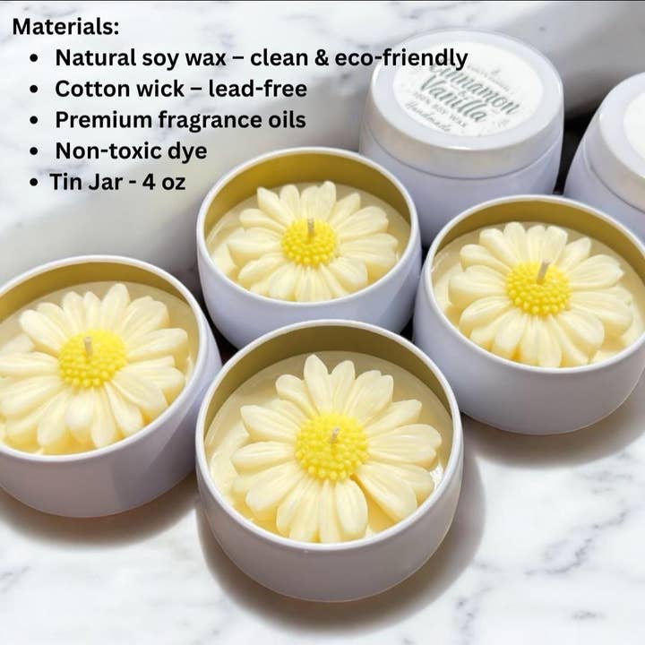 Karly’s Candles - Wholesale Party gift - Daisy Soy Wax Candles 4 oz - Baby, Bridal & Wedding Favors5