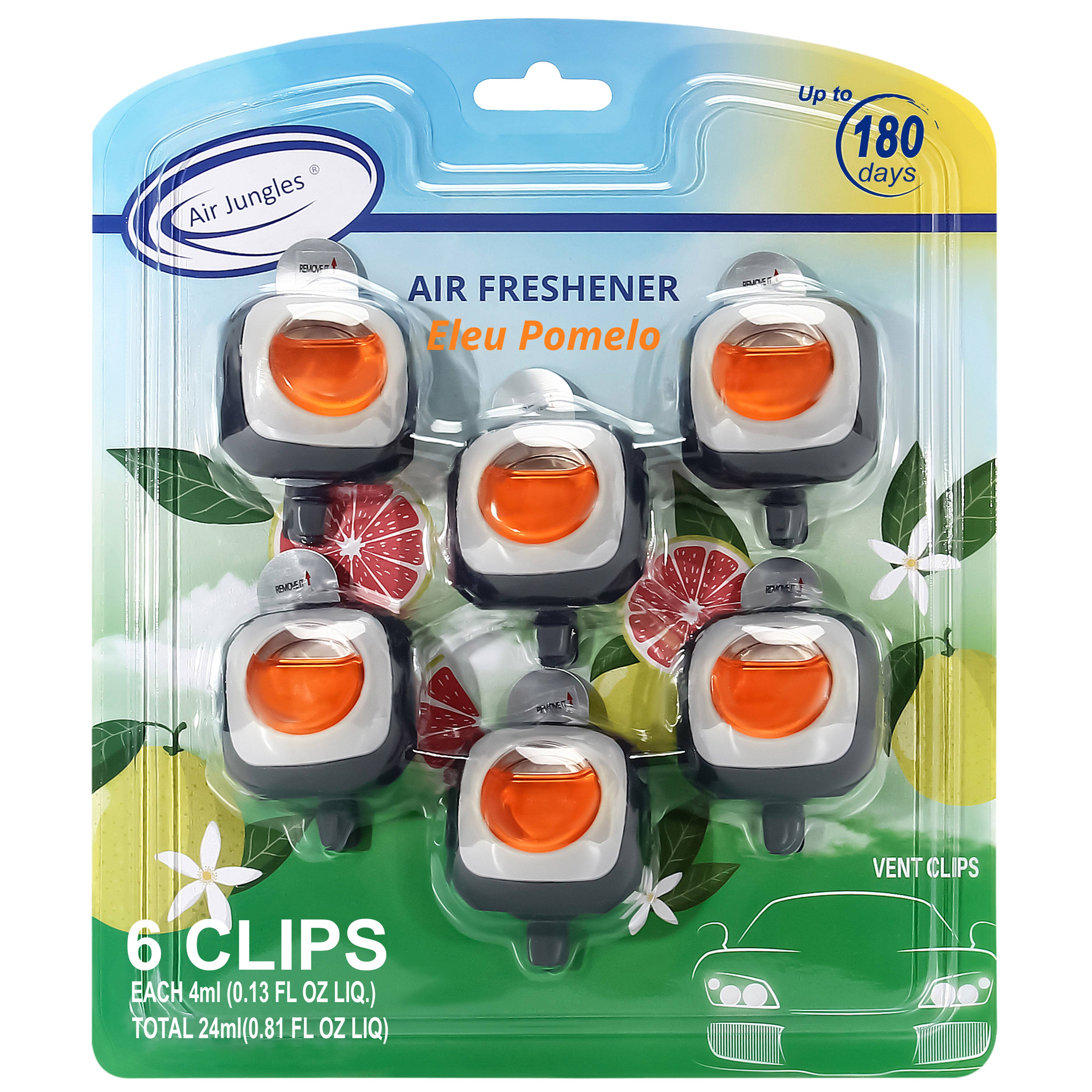 Air Jungles – wholesale Luftrenare för bil – Unisex – Air Jungles bilparfym med ventilklämmor, 6-pack3