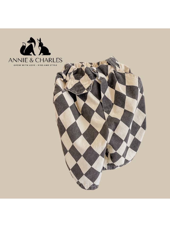 Annie & Charles - Vente Pantalon – enfant - Pantalon en coton à motif chess pour enfants Annie & Charles®