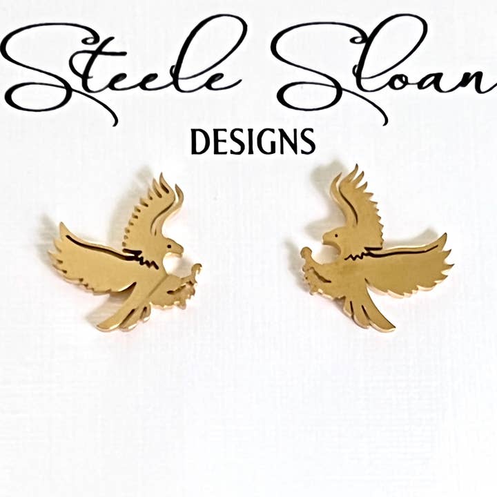 Steele Sloan Designs - Wholesale Stud/Post Earrings - Go Eagles! Eagles Gift, Auburn War Eagles, Golden Eagles0