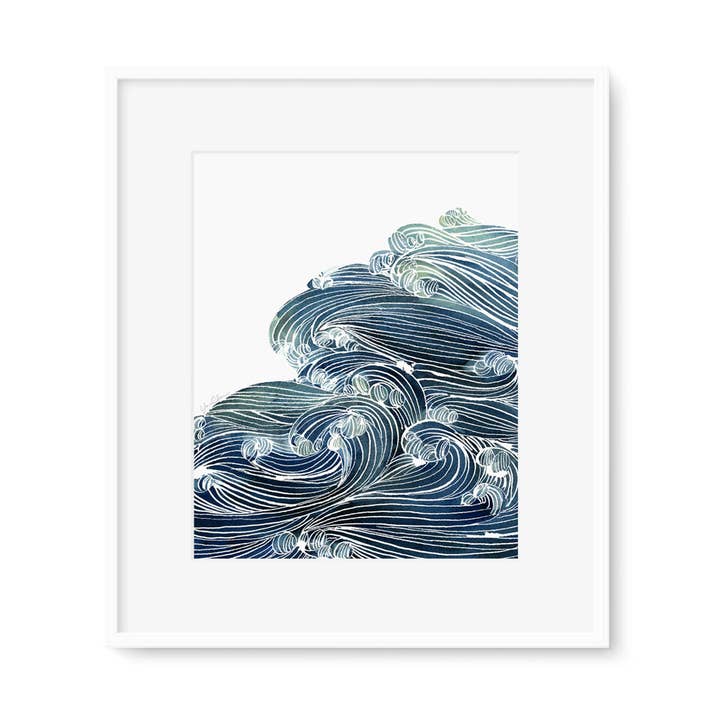 Yao Cheng Design - Wholesale Art Print - Ocean Waves in Blue Art Print0